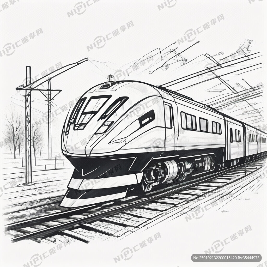 铁路动车简笔画