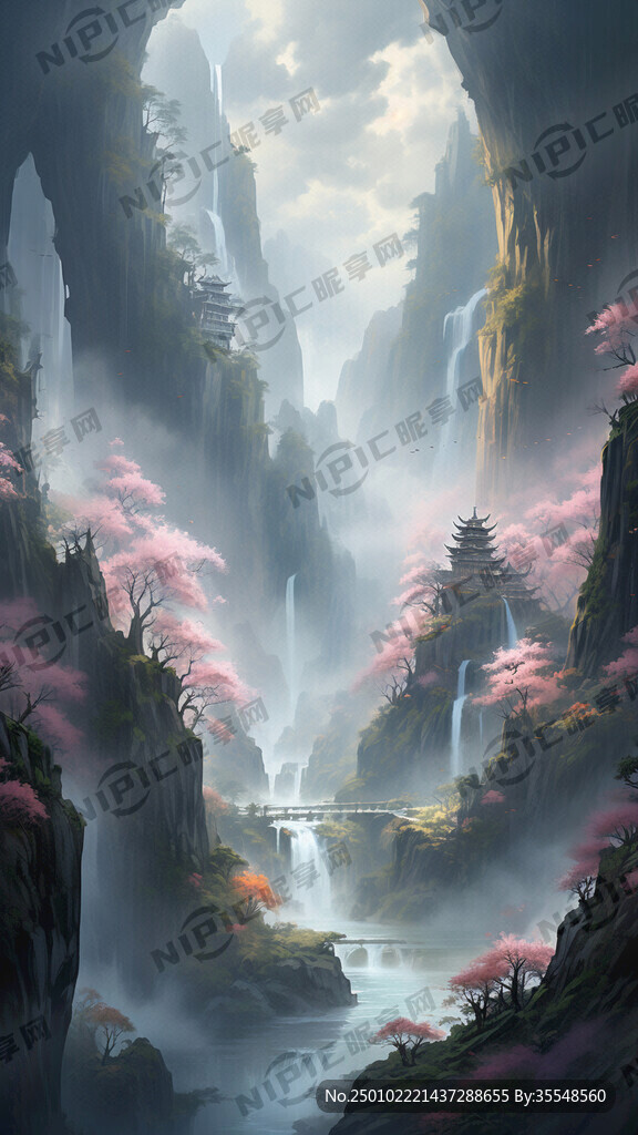 山谷 中国风 梦幻天宫 山水