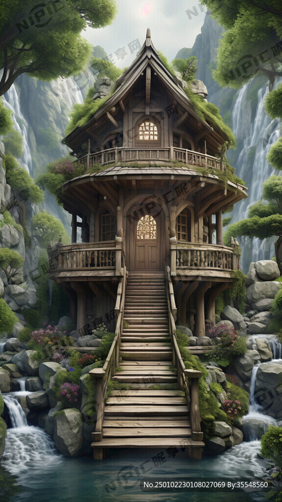 梦幻仙境木头3层阁楼 高清