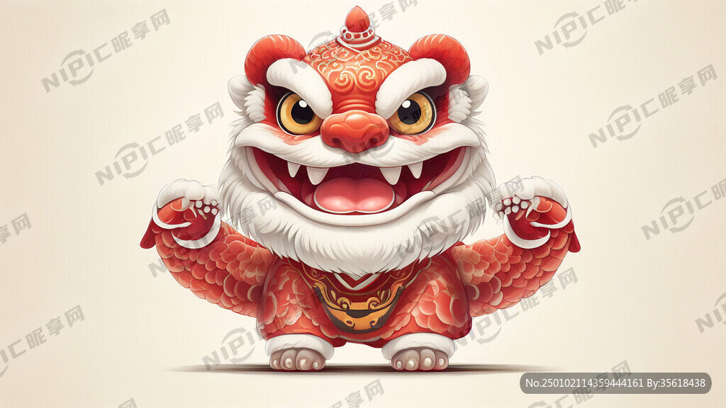 中国风萌萌卡通蛇年 头戴舞狮头