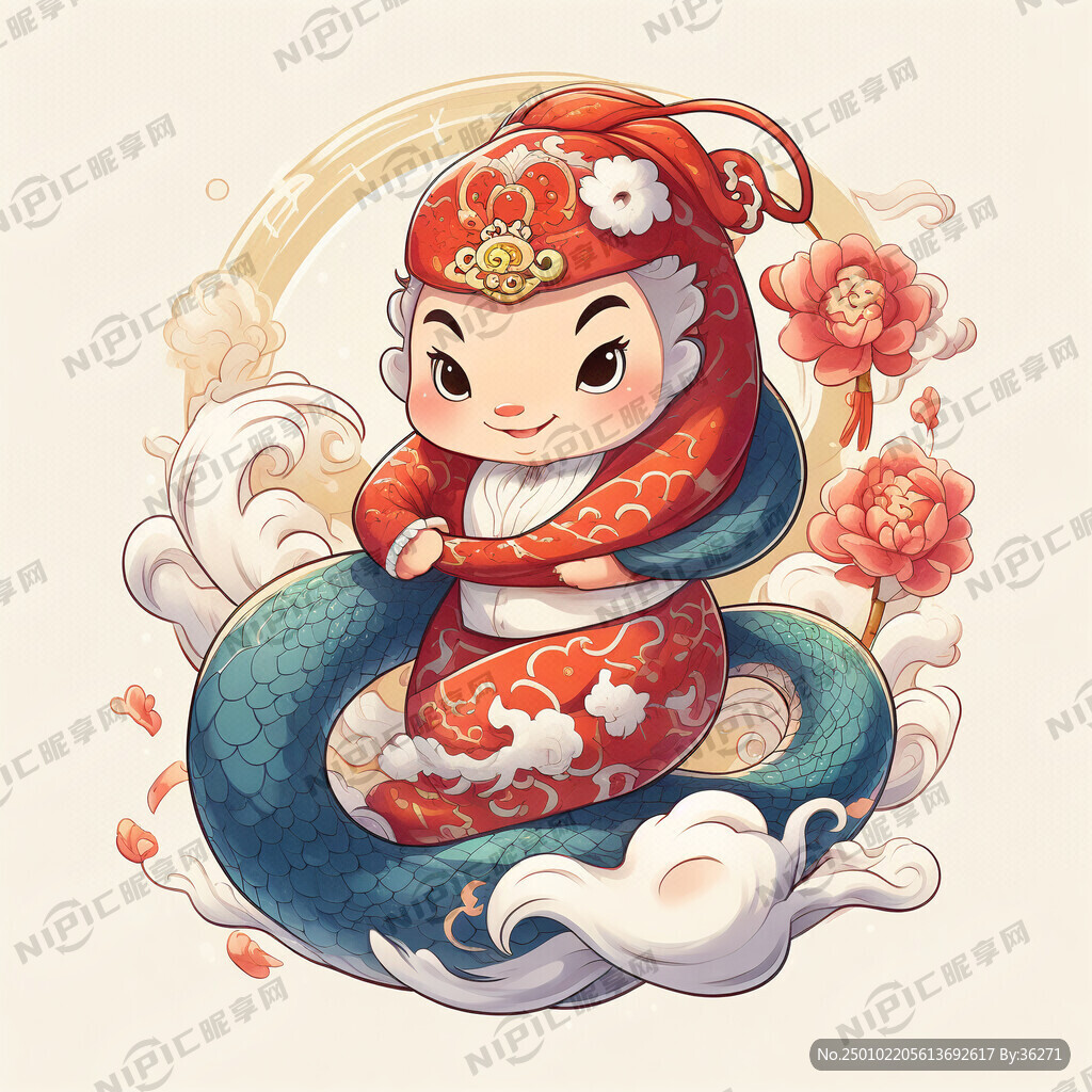 新年背景 蛇 卡通 财神爷