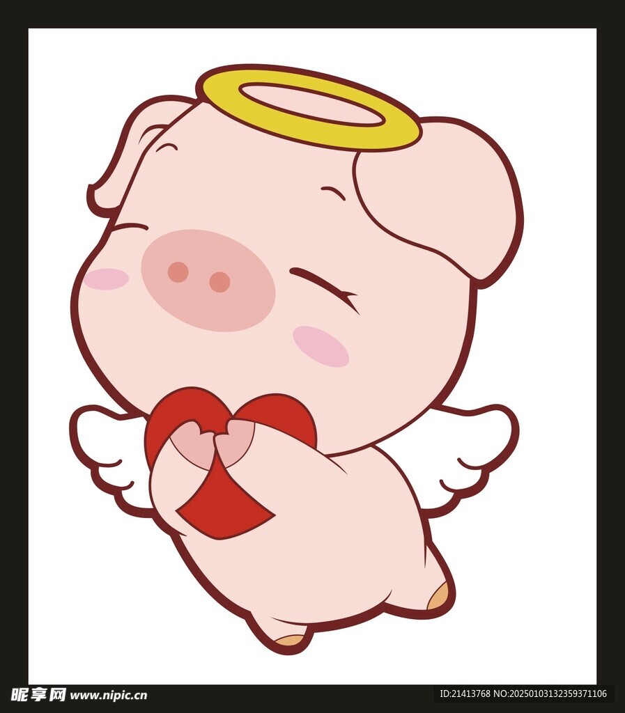 手绘线描小猪