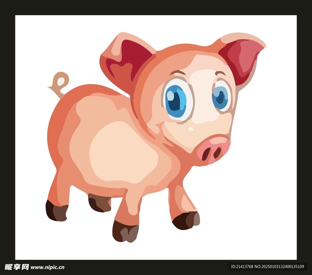 手绘线描小猪