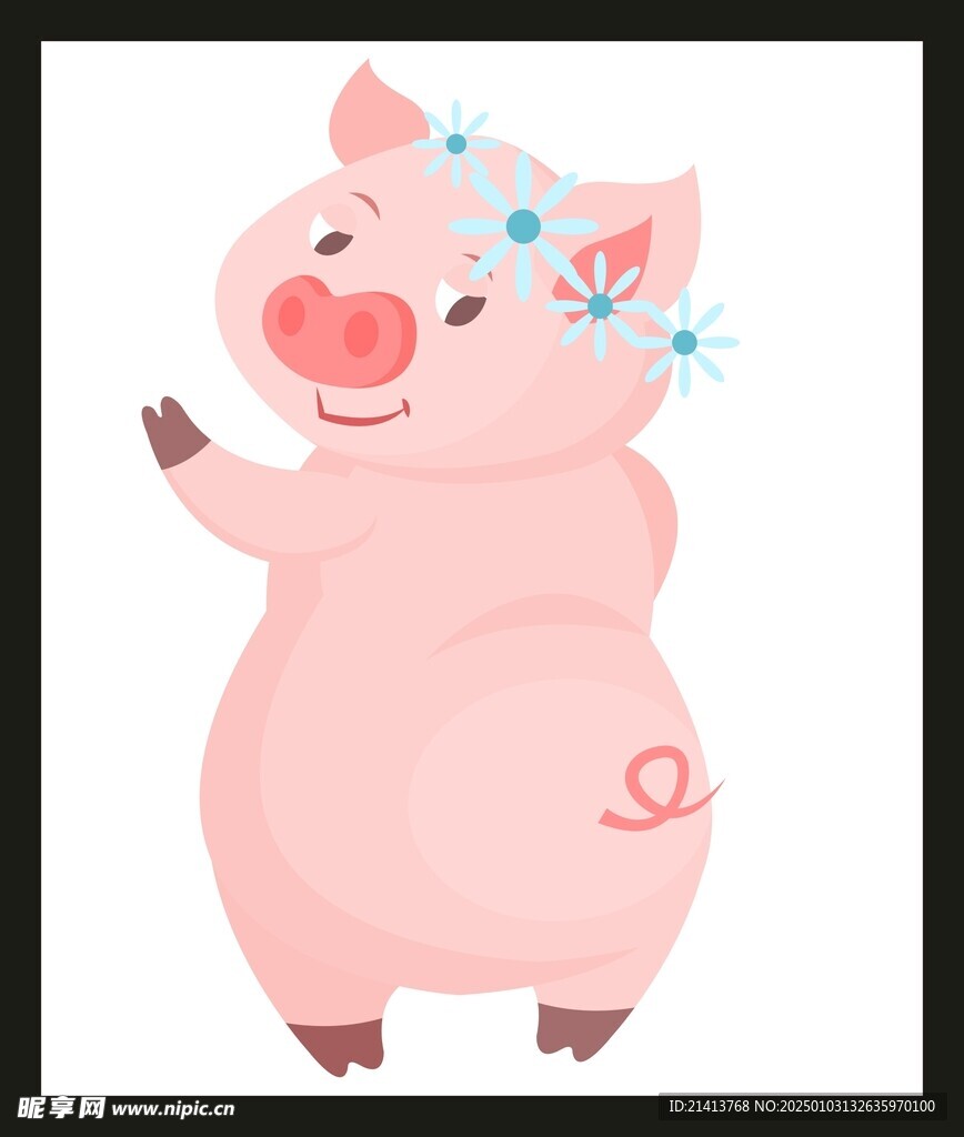 手绘线描小猪