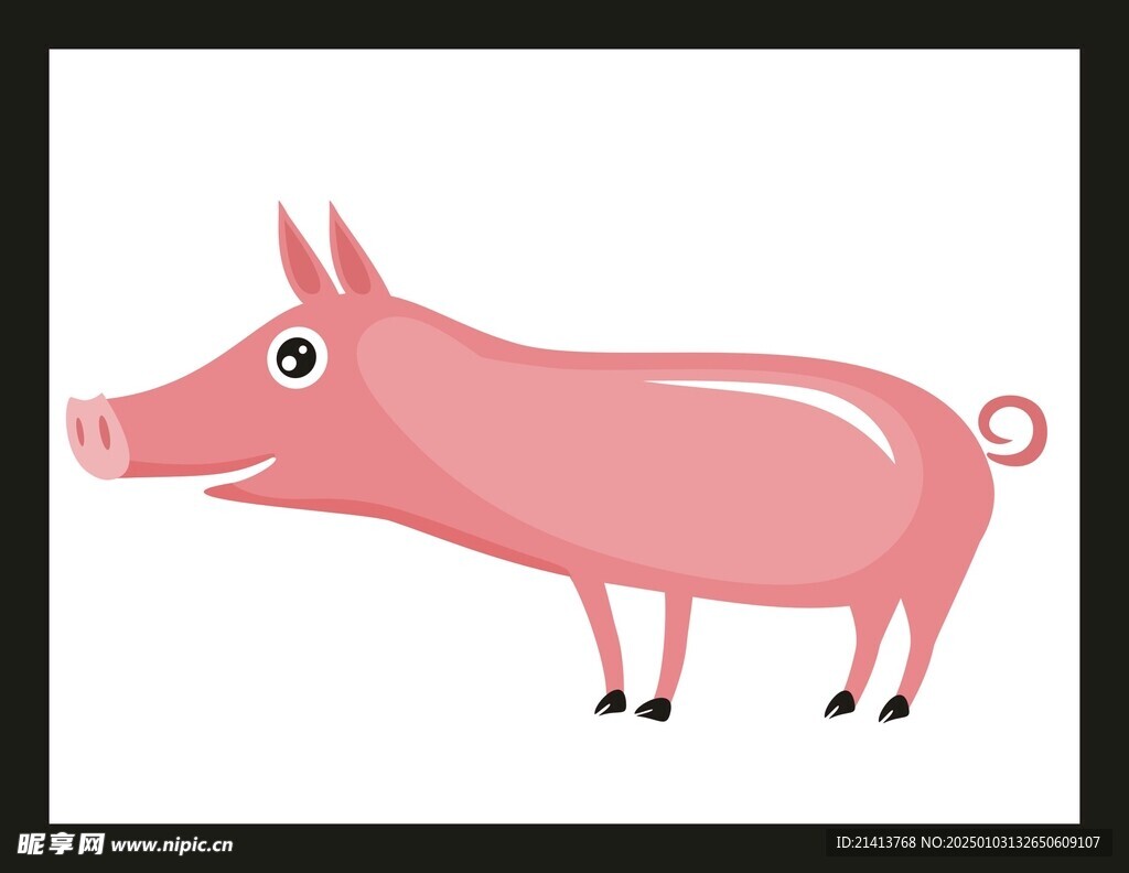 手绘线描小猪