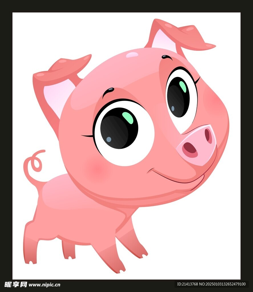 手绘线描小猪
