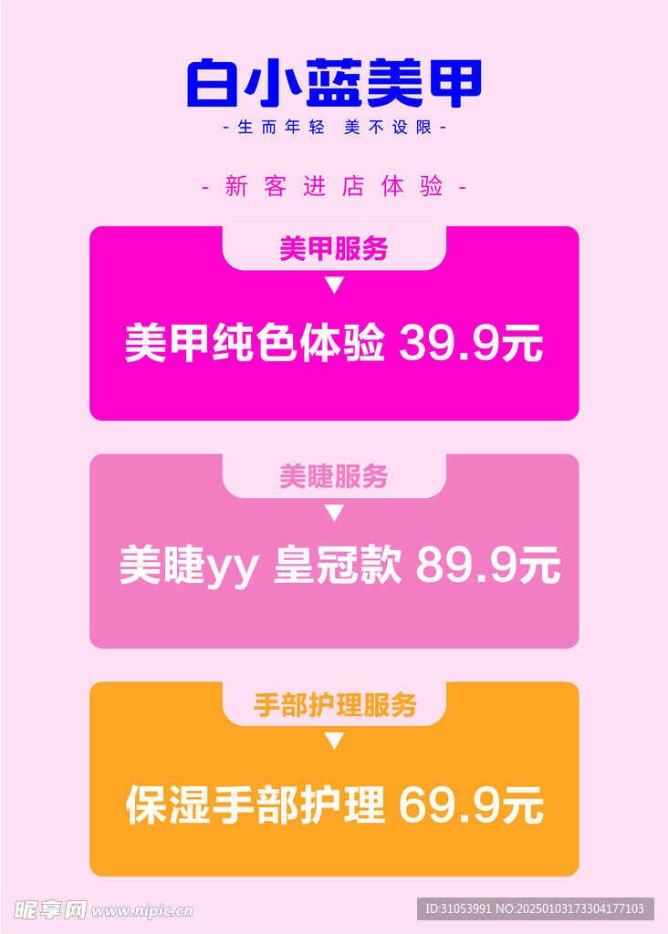 美甲价格展板