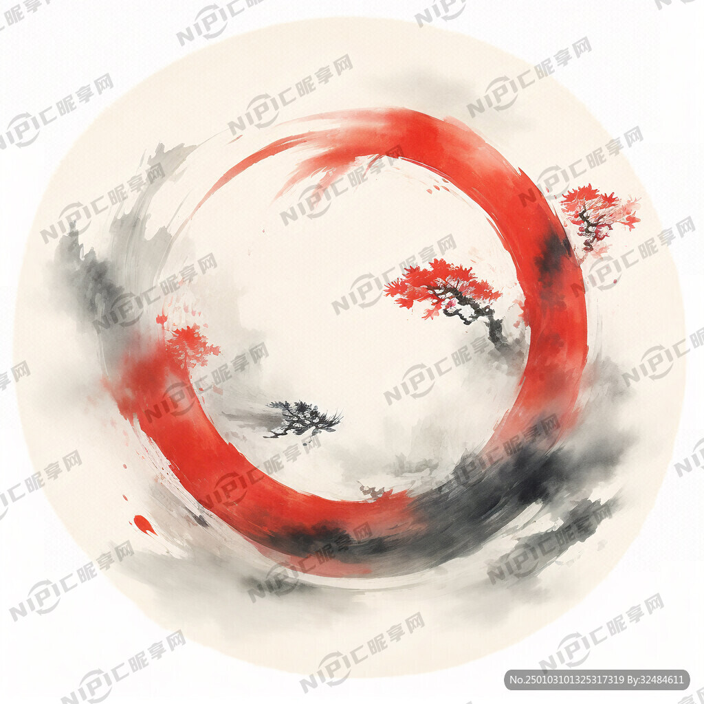 蛇年画面、中国风 中国画 山水