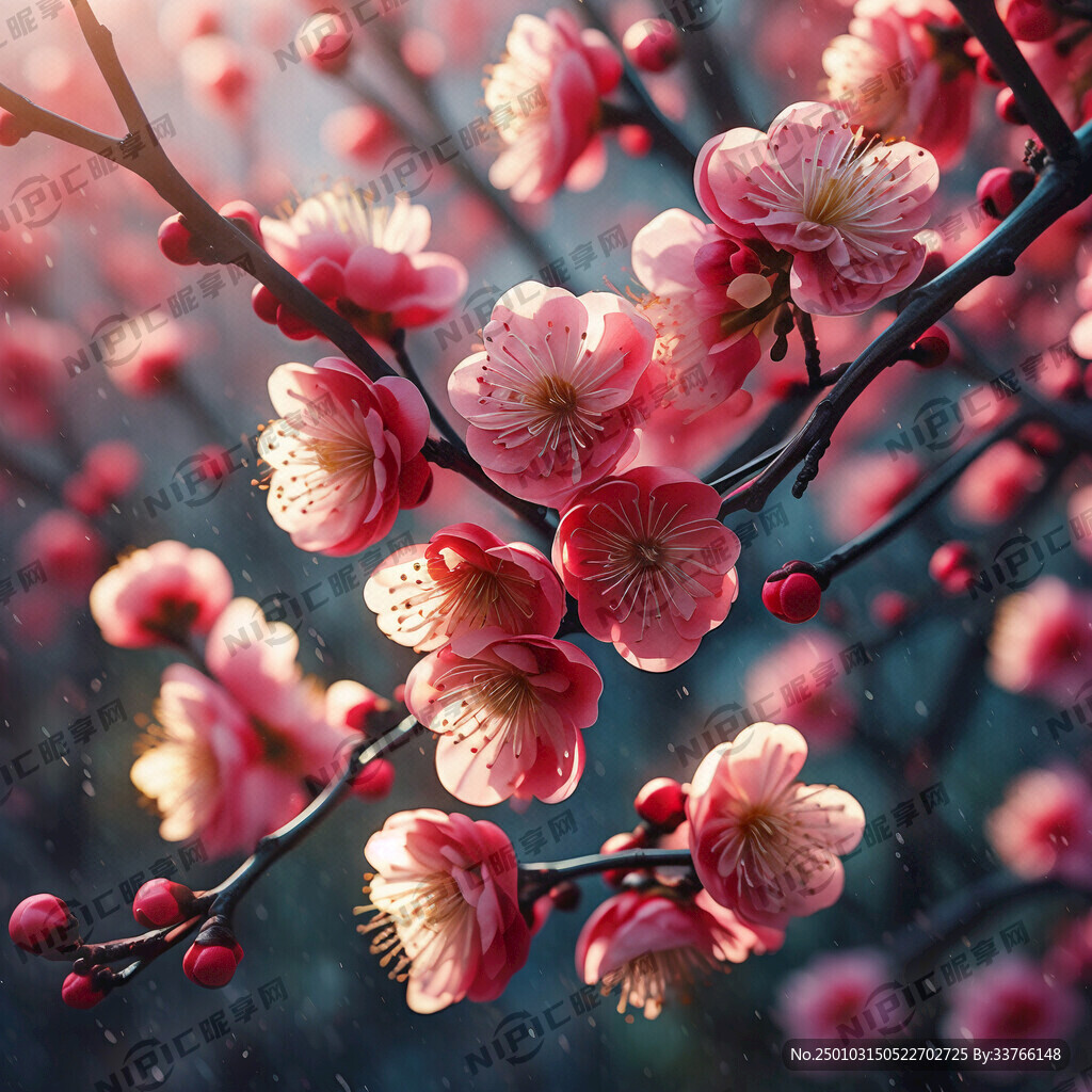 梅花树枝 颜色鲜艳