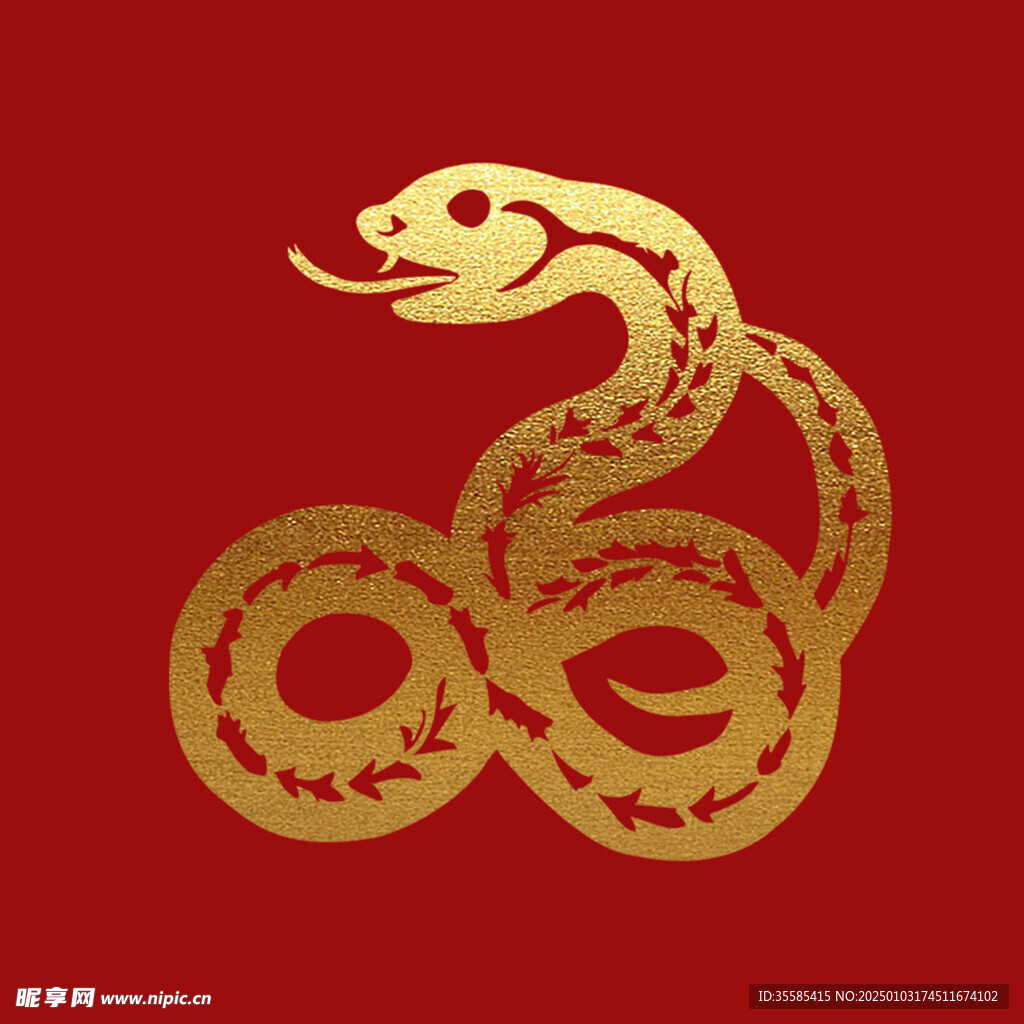 剪纸风金蛇