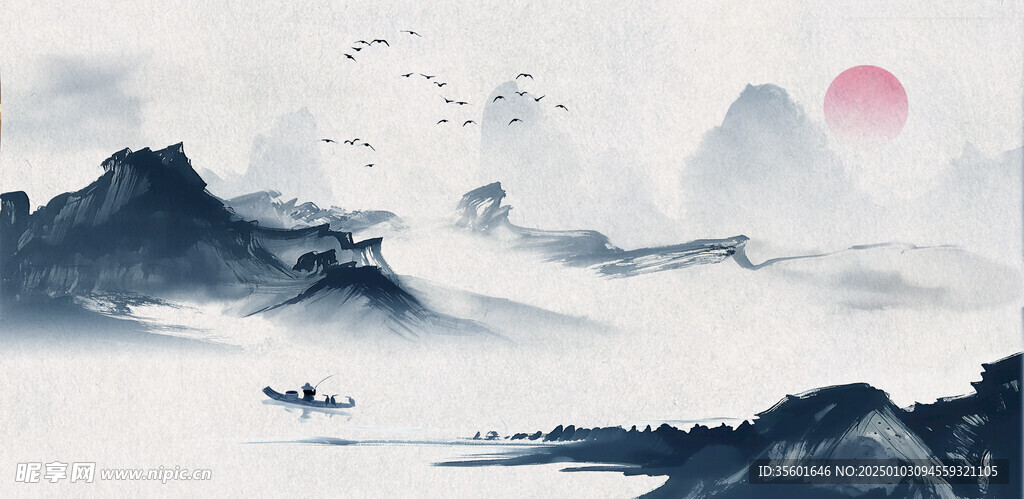 古典山水画背景