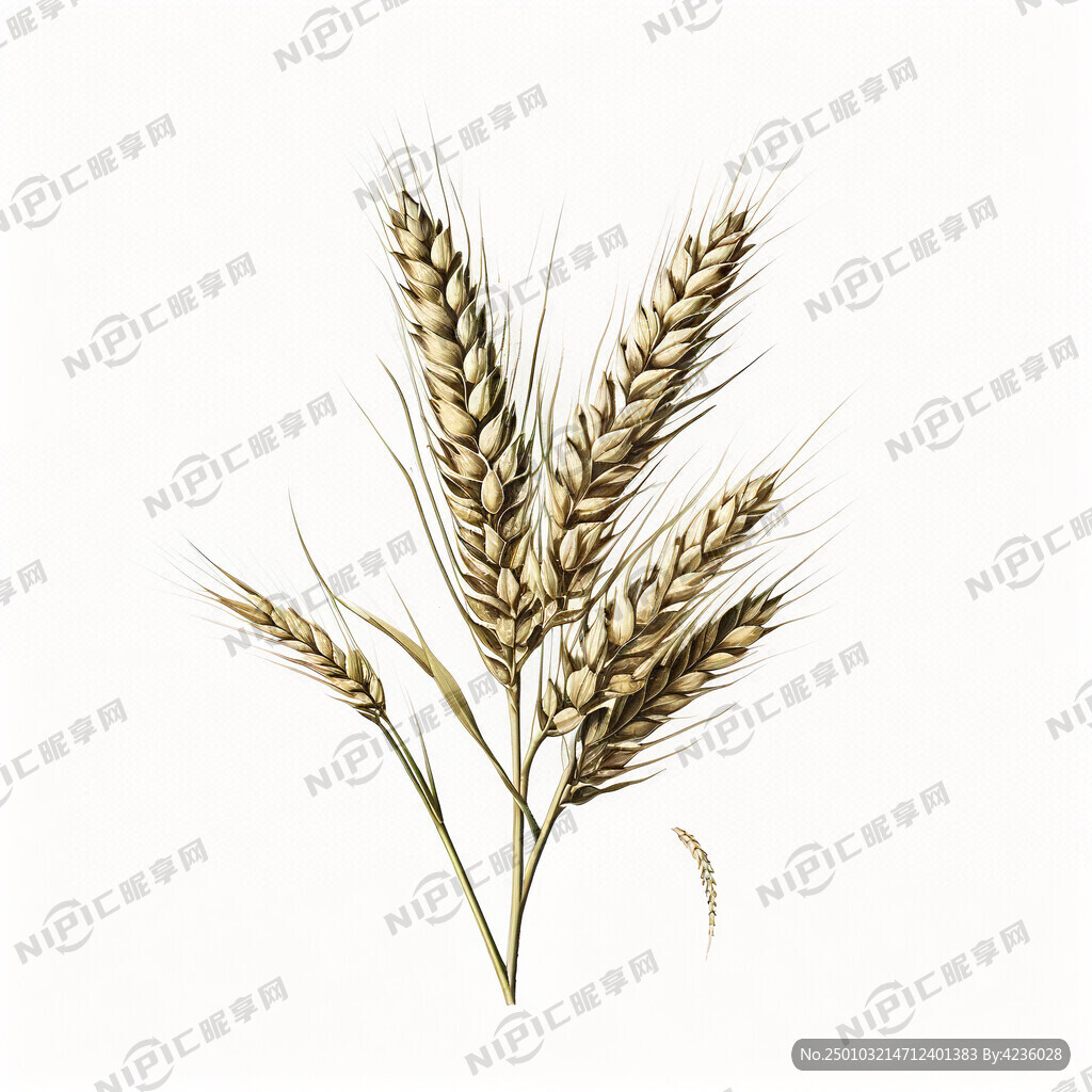 青稞麦穗 单只  白色背景