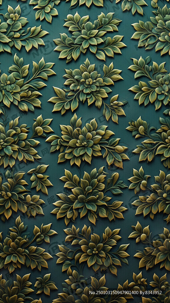 绿色抹茶叶暗花图案 墙布图案