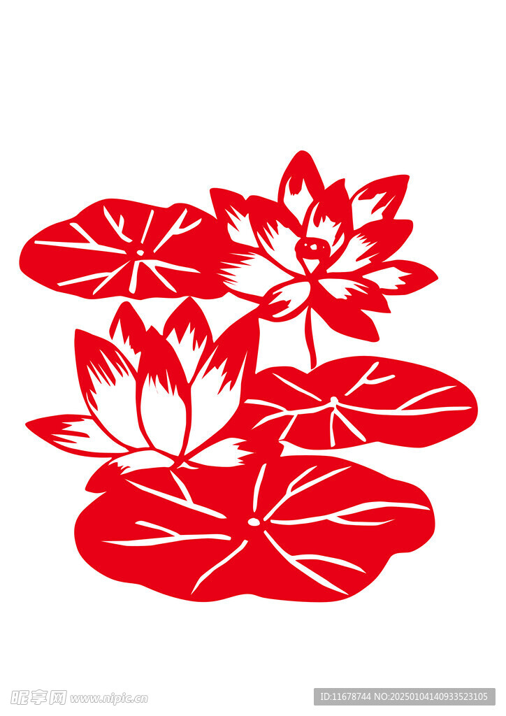 荷花剪纸