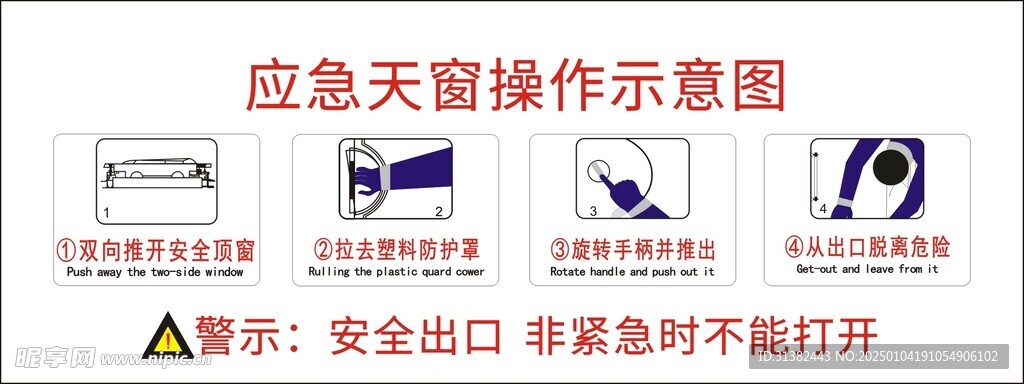 应急天窗操作示意图