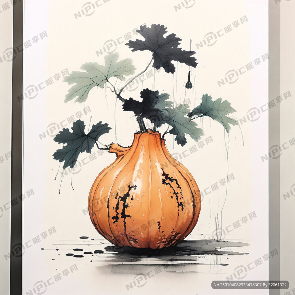 一个在盆里的葫芦拟人形象