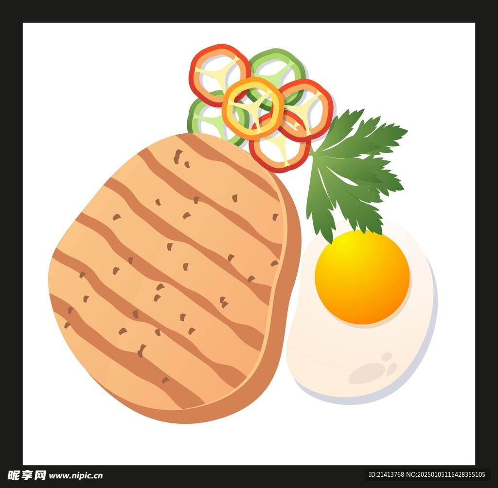 手绘西餐牛排