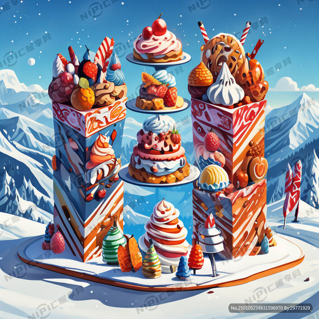 甜品包装 滑雪主题 卡通