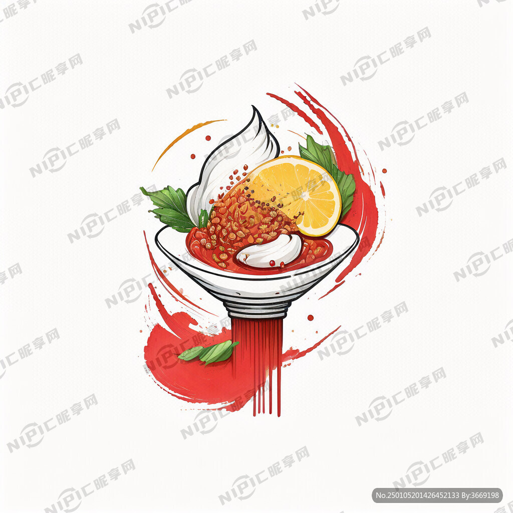 食为鲜 设计一个中式标志 白底