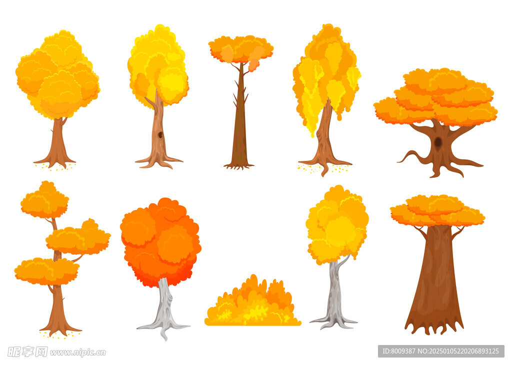 秋天秋季卡通大树