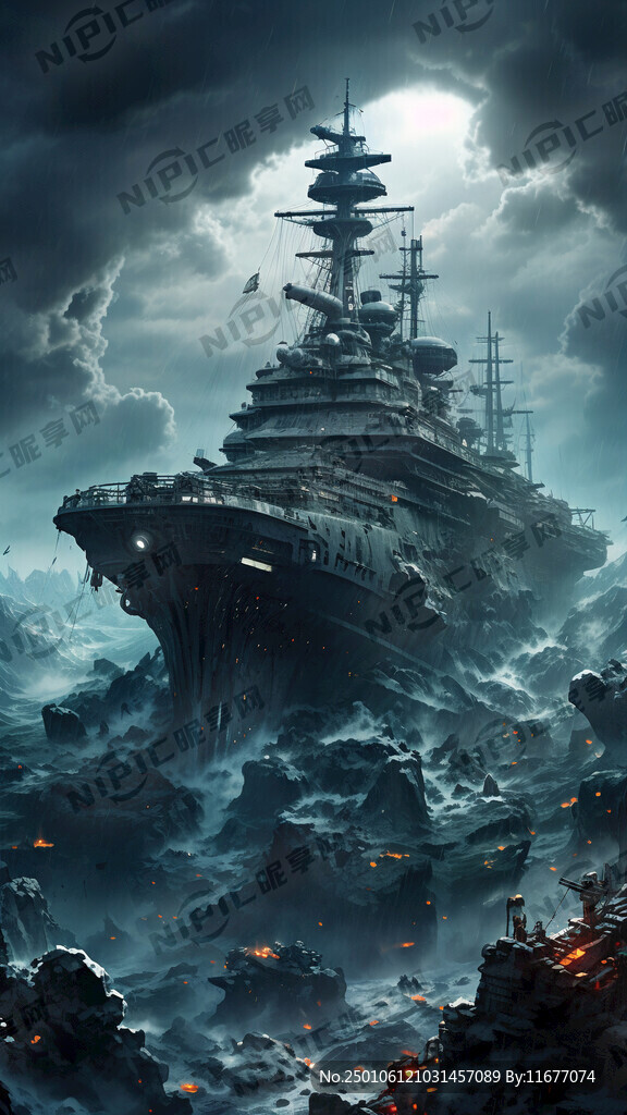 二战沉没在海底的巡洋舰残骸