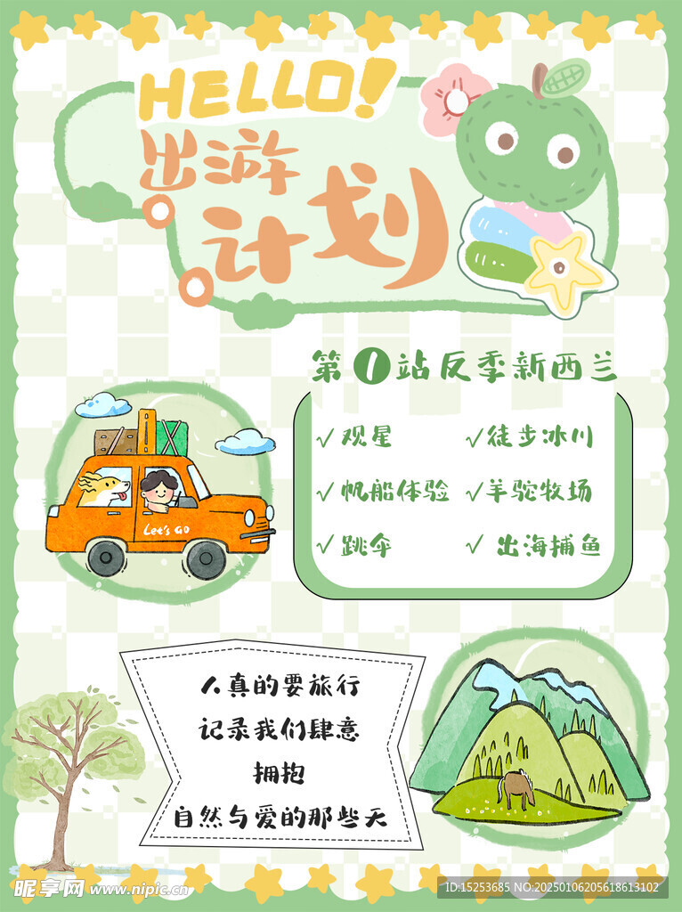 旅行手账风拼贴出行路线小红书