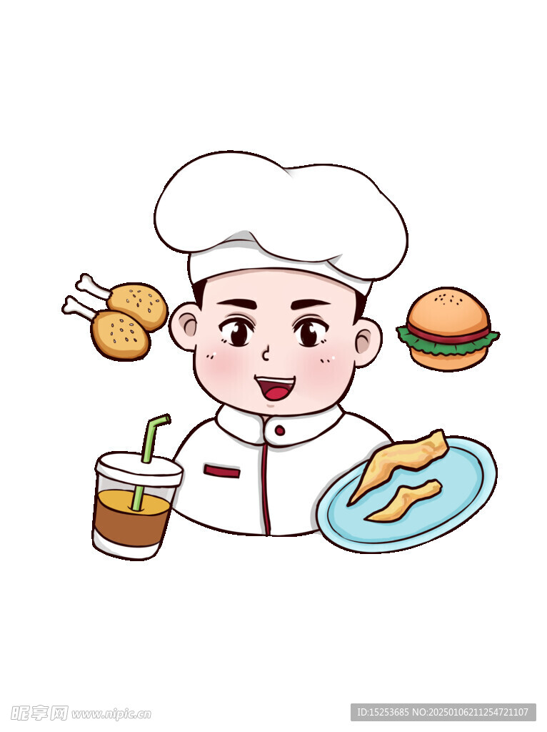 卡通小厨师与小吃快餐