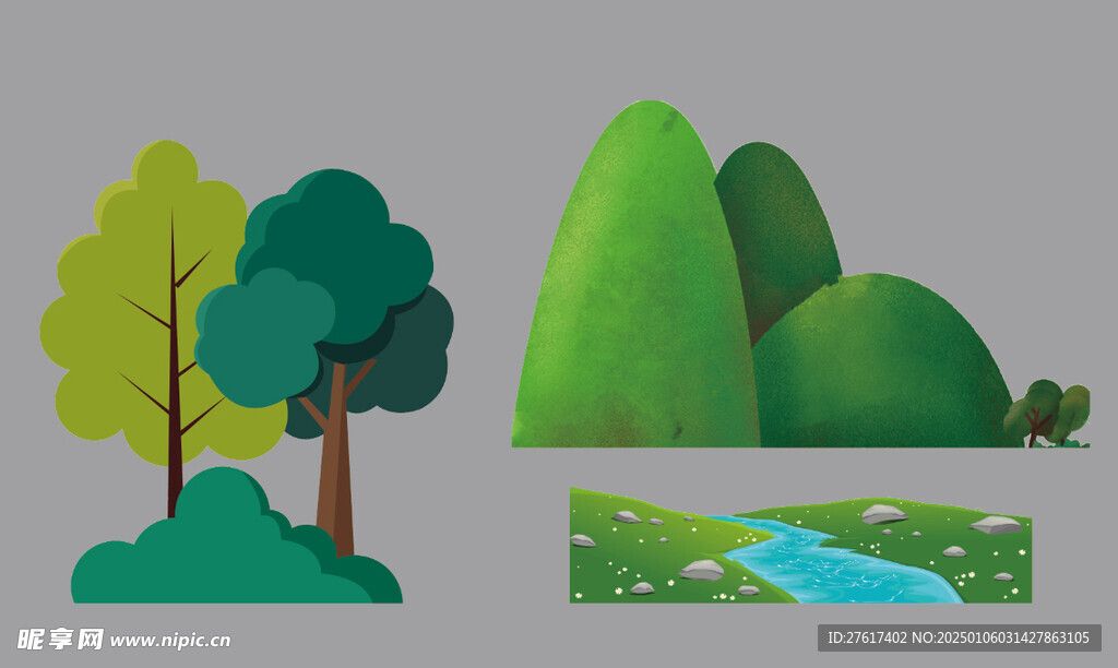 卡通树假山素材布置文件