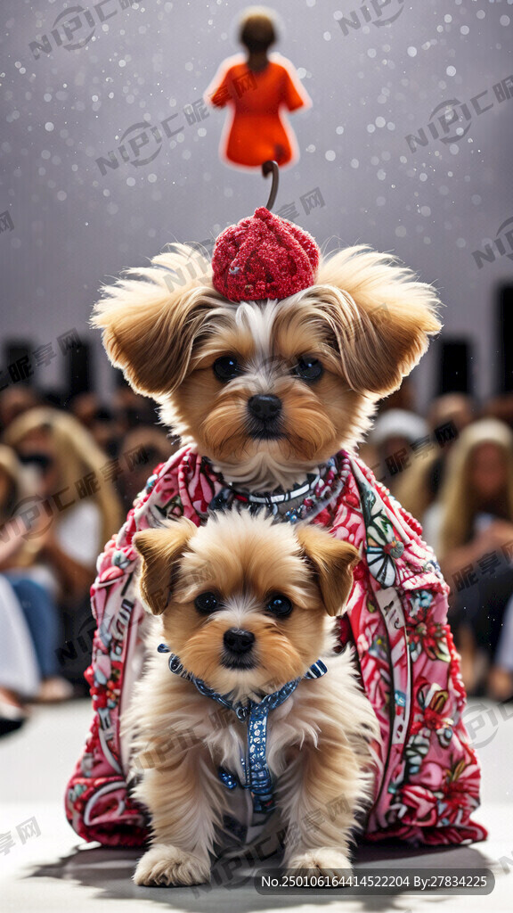 小狗像人一样时装秀