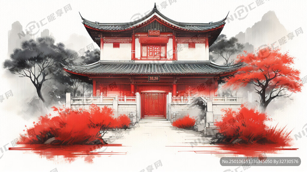 房子 红色 宣传栏