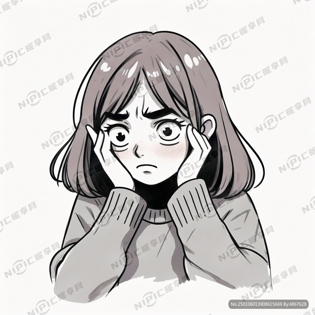 焦虑女生的简笔画