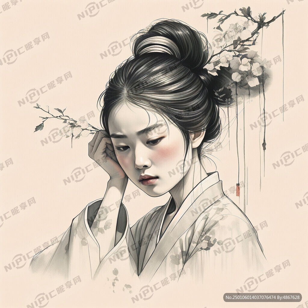 焦虑女生的简笔画