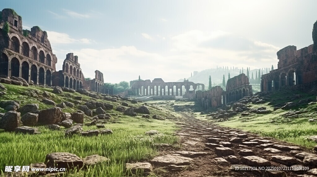 古罗马古希腊废墟场景