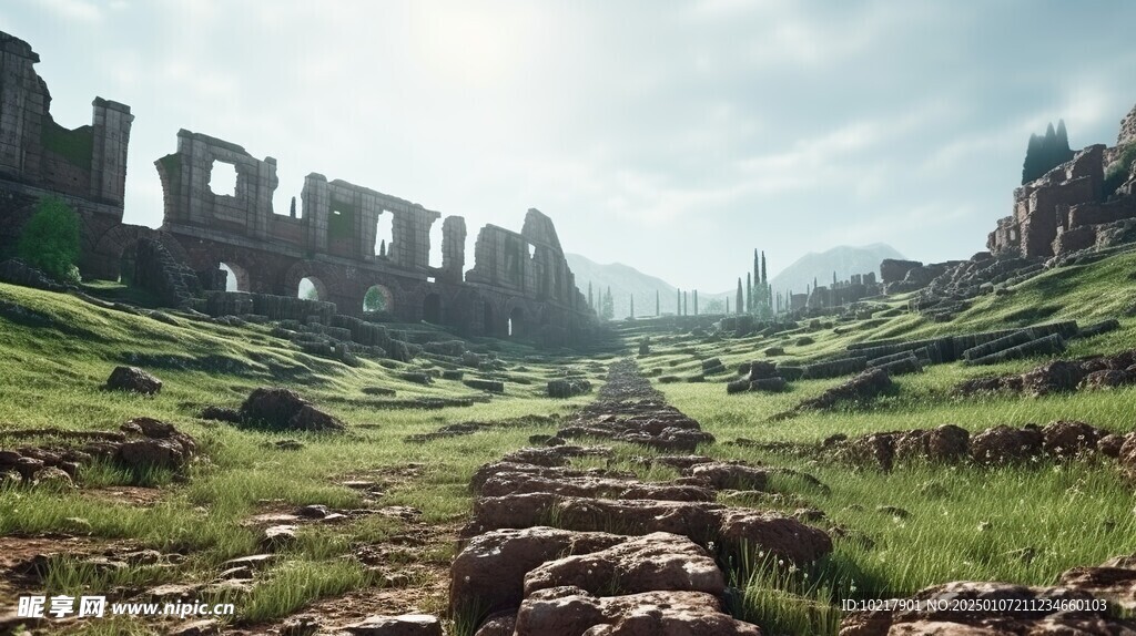古罗马古希腊废墟场景