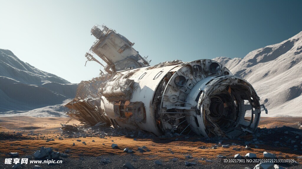 坠毁宇宙飞船场景
