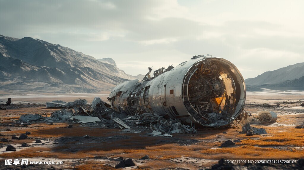 坠毁宇宙飞船场景