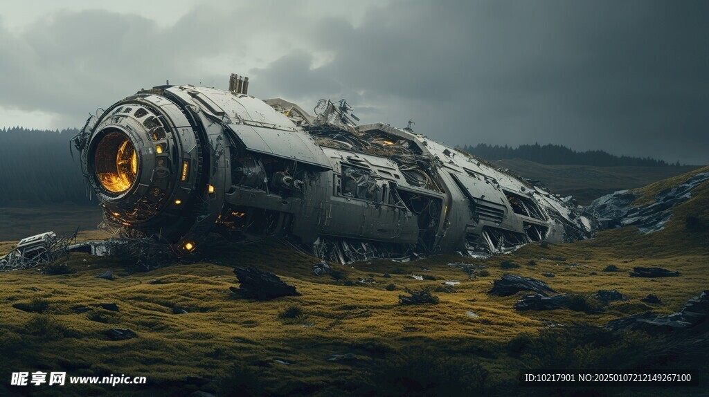 坠毁宇宙飞船场景