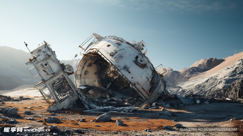 坠毁宇宙飞船场景
