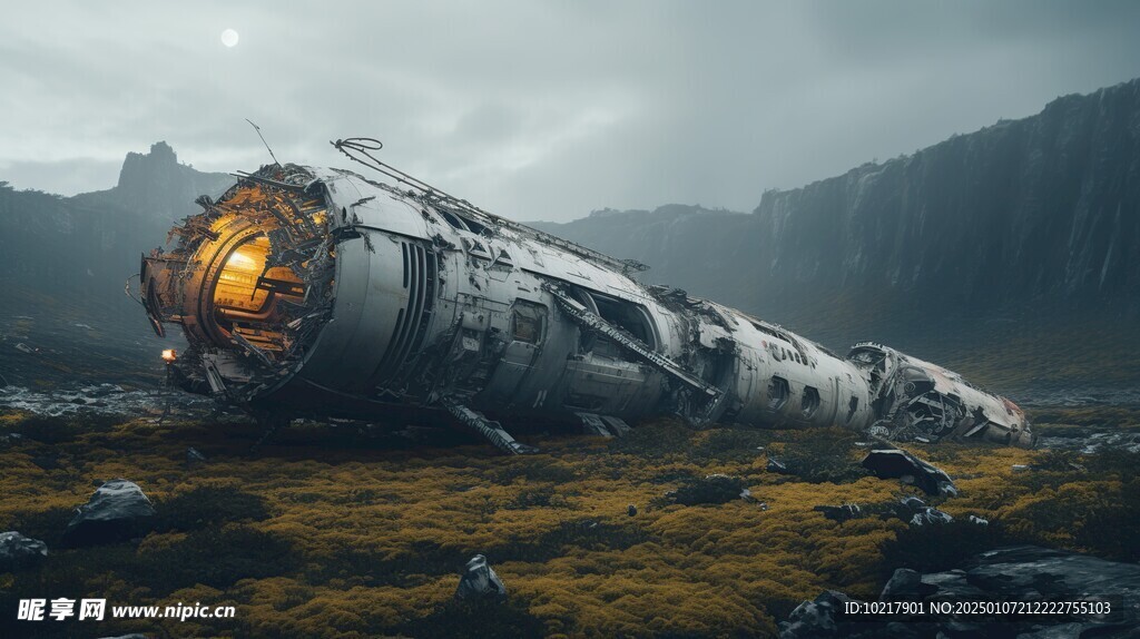 坠毁宇宙飞船场景