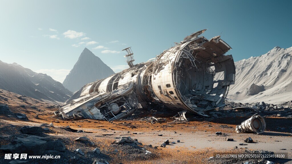 坠毁宇宙飞船场景