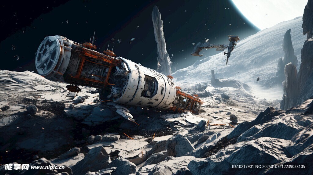坠毁宇宙飞船场景