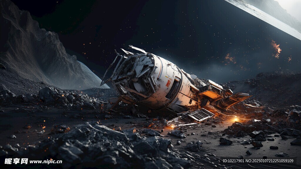 坠毁宇宙飞船场景