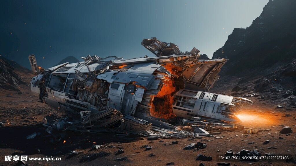 坠毁宇宙飞船场景
