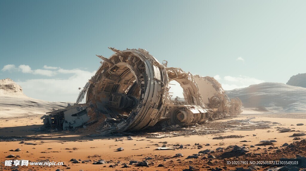 坠毁宇宙飞船场景