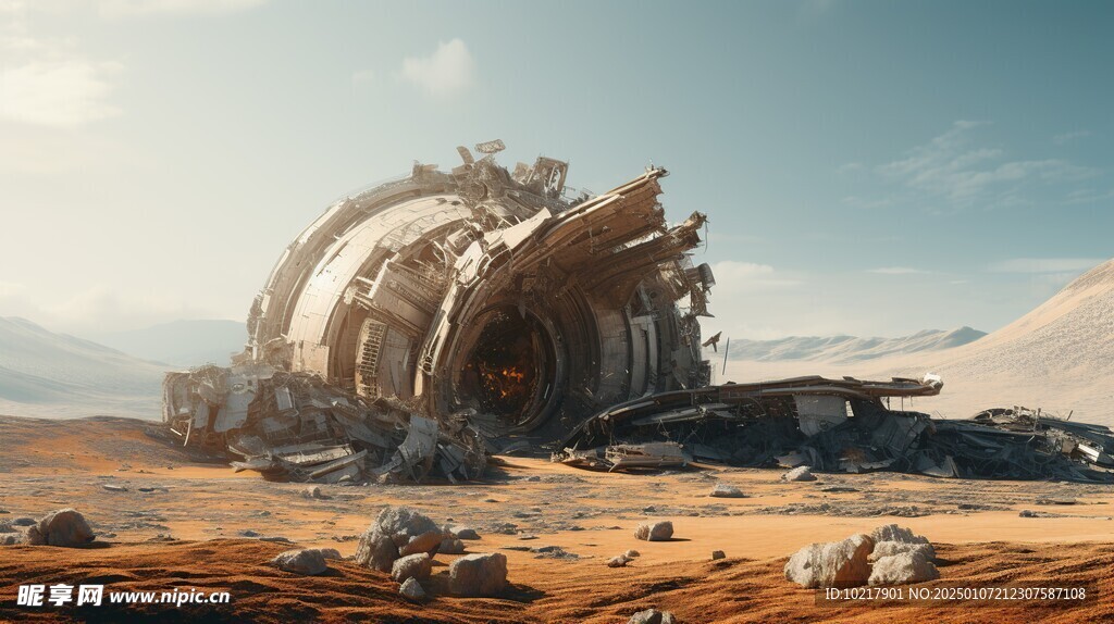 坠毁宇宙飞船场景