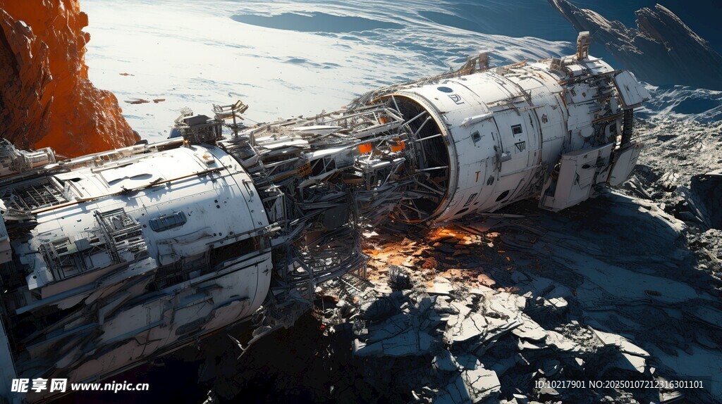 坠毁宇宙飞船场景