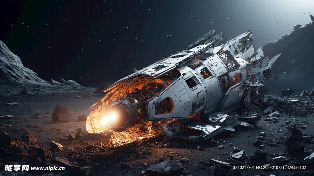 坠毁宇宙飞船场景