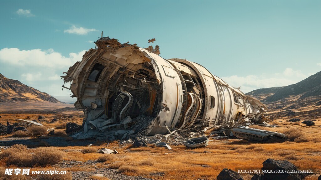 坠毁宇宙飞船场景