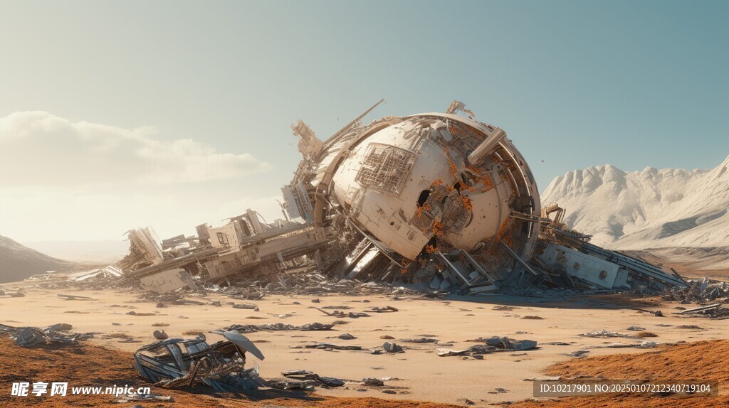坠毁宇宙飞船场景