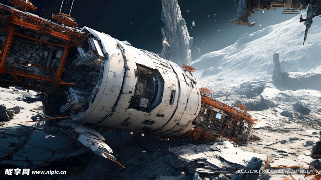 坠毁宇宙飞船场景